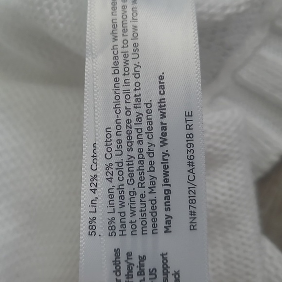 Eileen Fisher Linen and Cotton Blend Open Front Knit flowy Cardigan in white - Picture 10 of 10